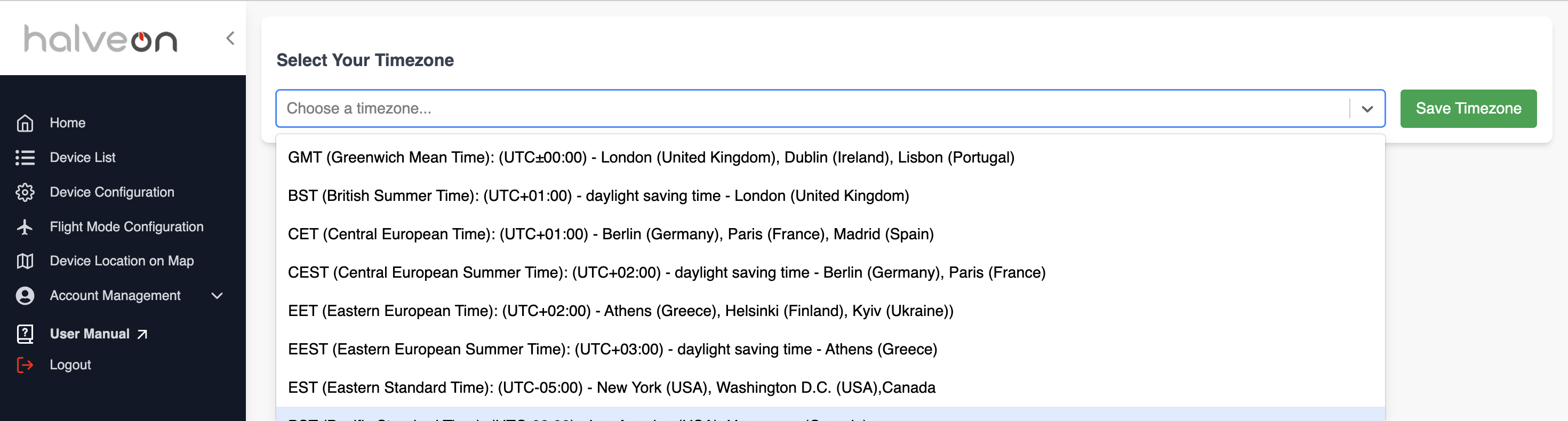 Timezone Selection
