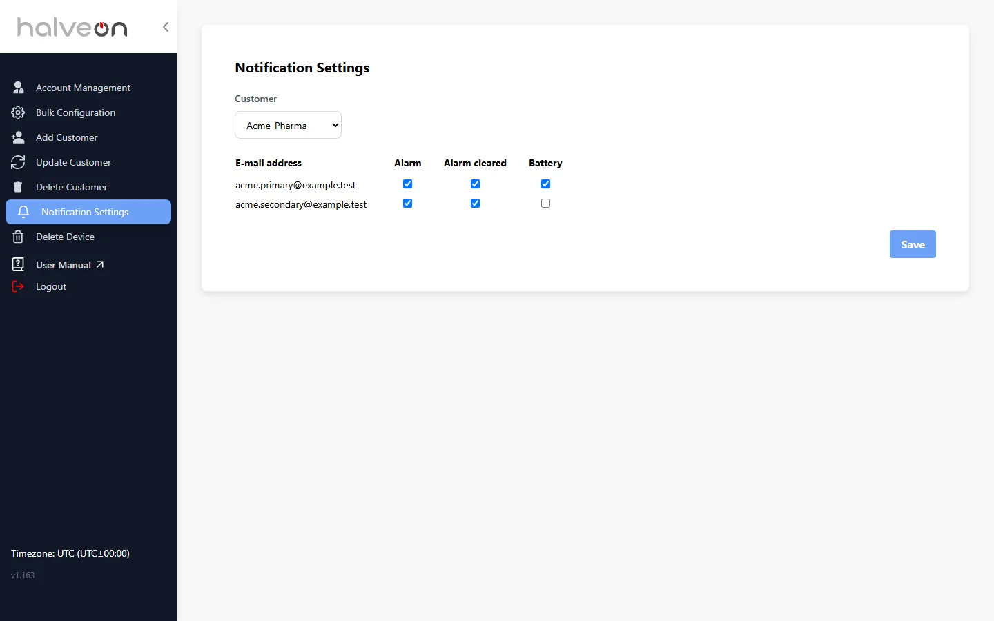 Notification Settings for administrators