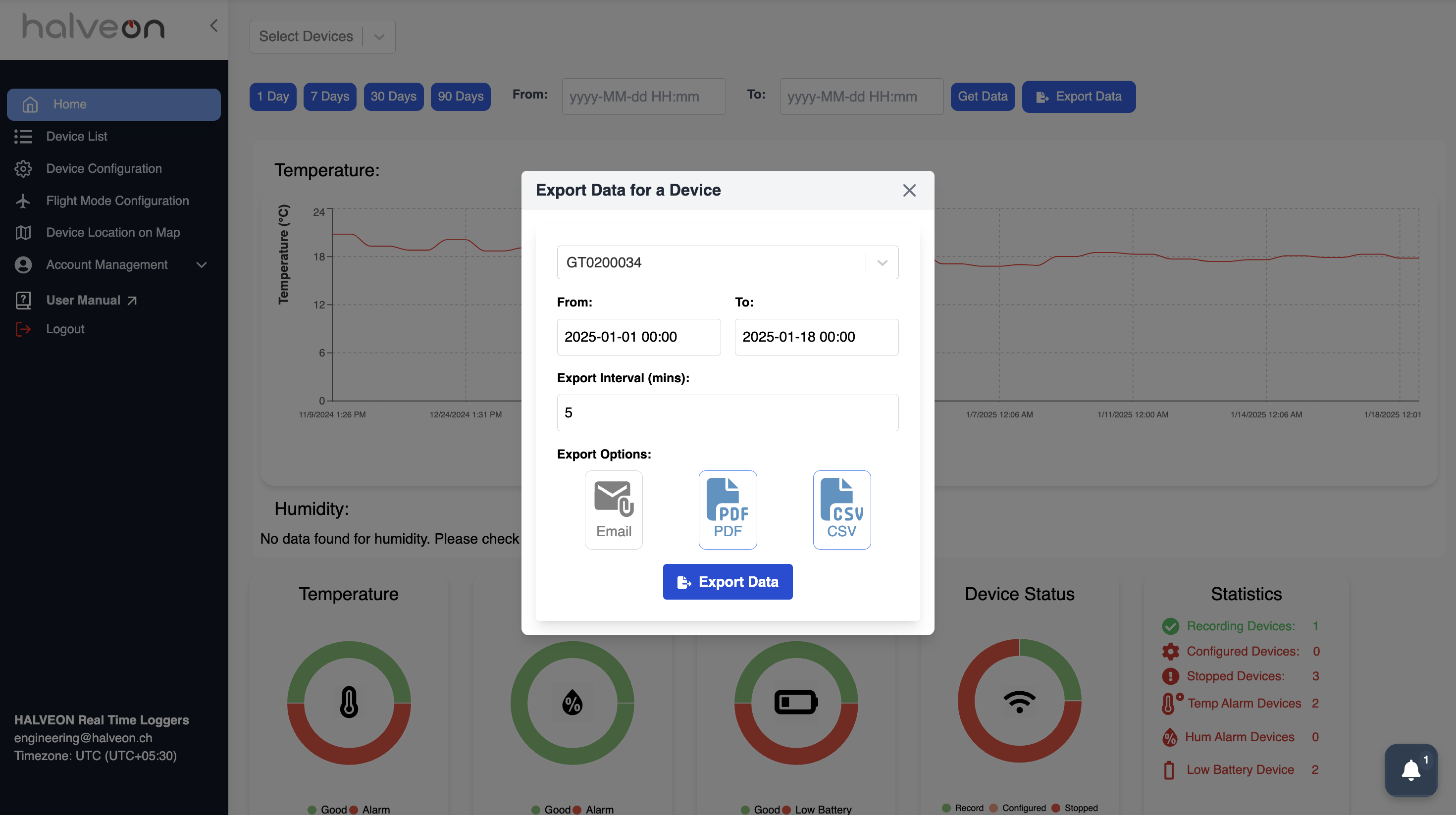 Export Device Data