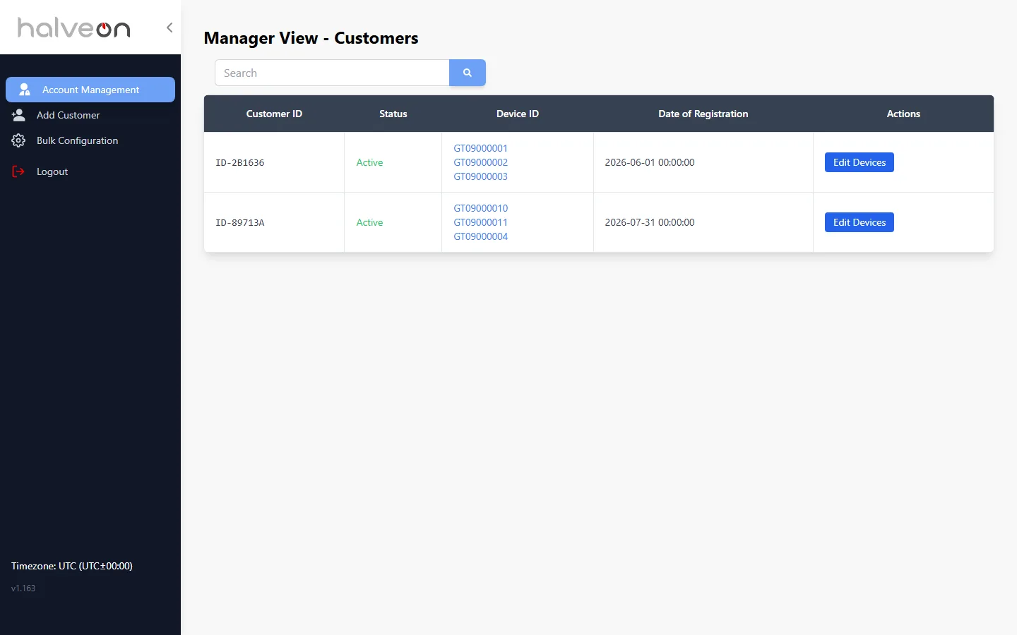 Manager View - Customers